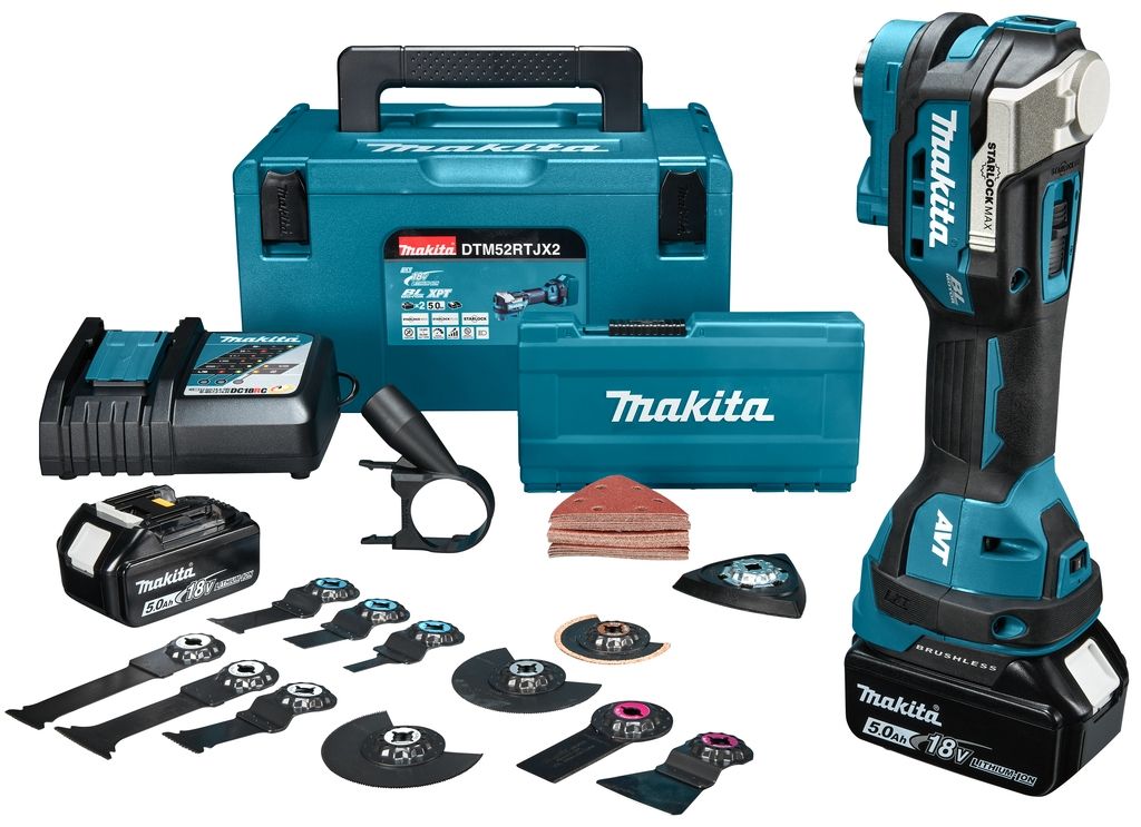 Makita DTM52RTJX2 Multitool Starlock Max 18V 2x5,0 AH Li-ion +