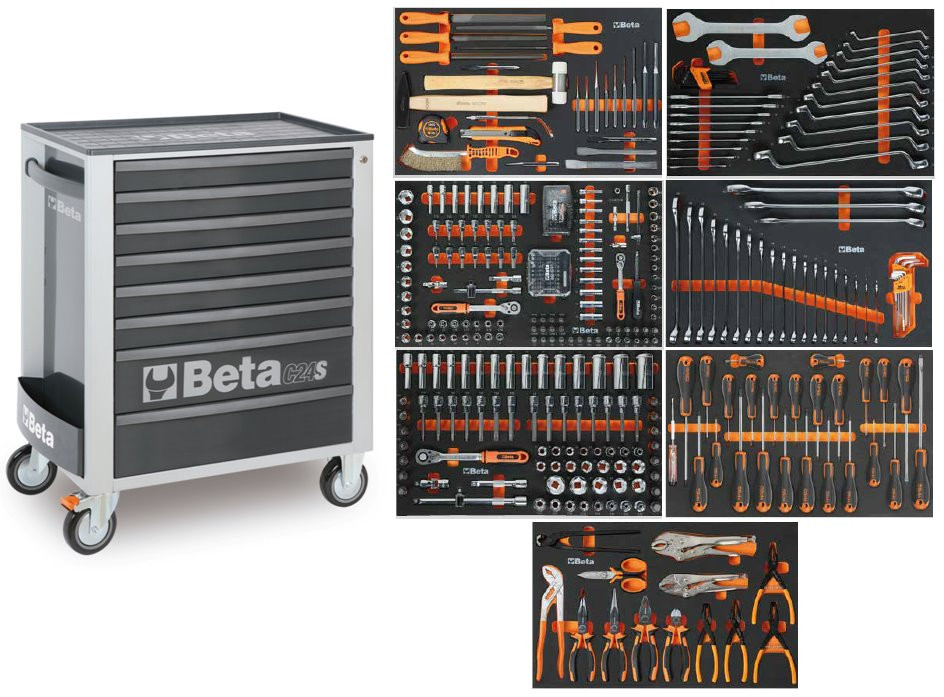 Beta 024006242 2400S-G8/E-L 8-Drawer Tool trolley 398 Pieces Grey