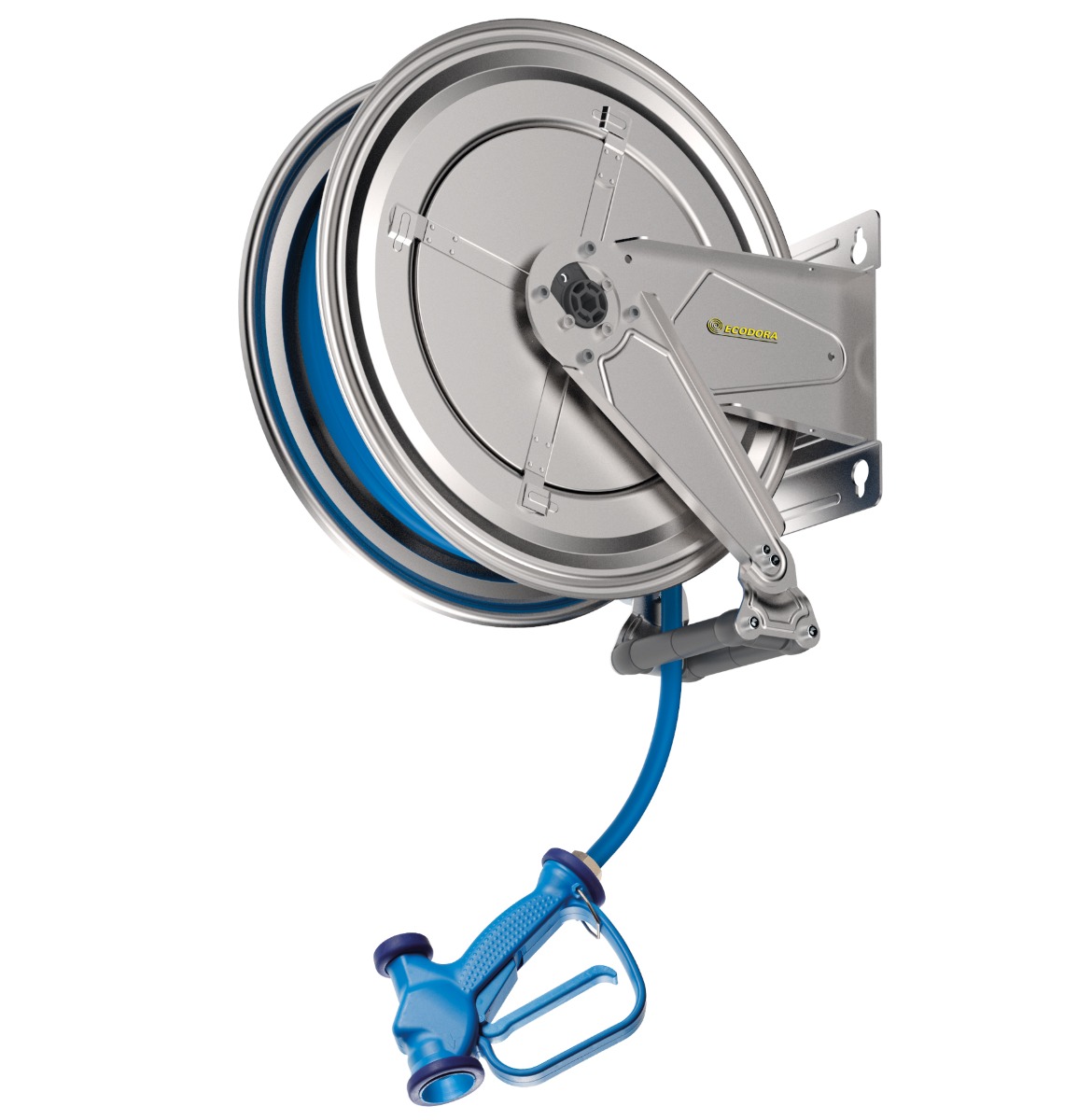 Ecodora 0E70505 Wall Reel 15M (Air/Water 70°C) - 20 Bar + Low Pressure Fluid Gun
