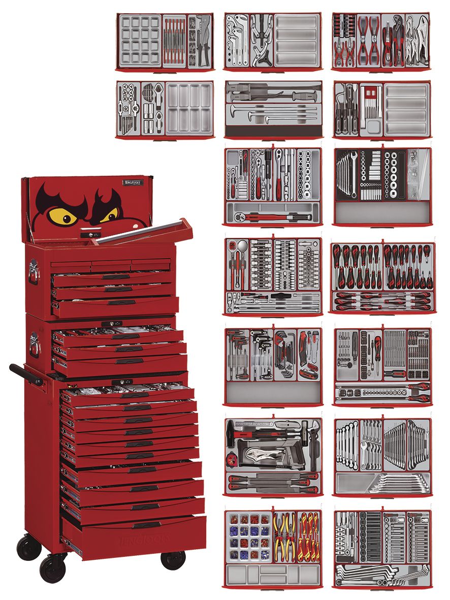Teng Tools 122390120 MEGA MASTER Toolset TCMM1011NV Tool Cart 1226-piece