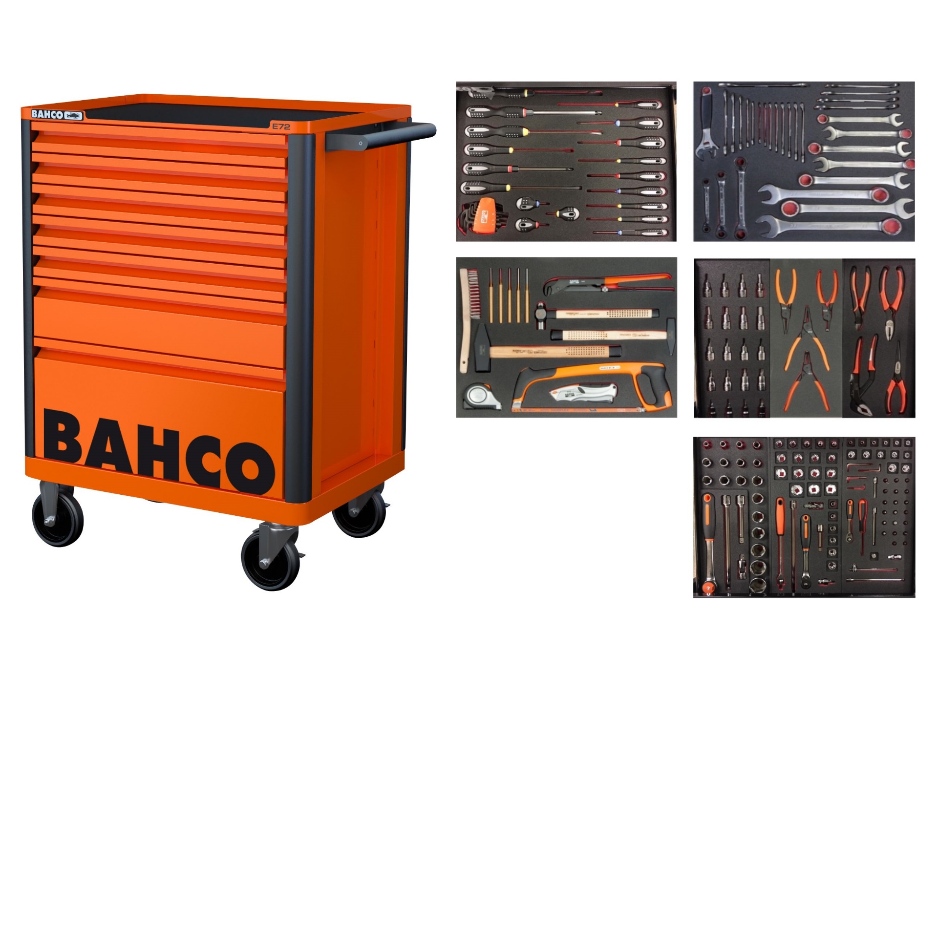Bahco 1472K7ORANGE-FULL5 Tool trolley orange 193 pcs