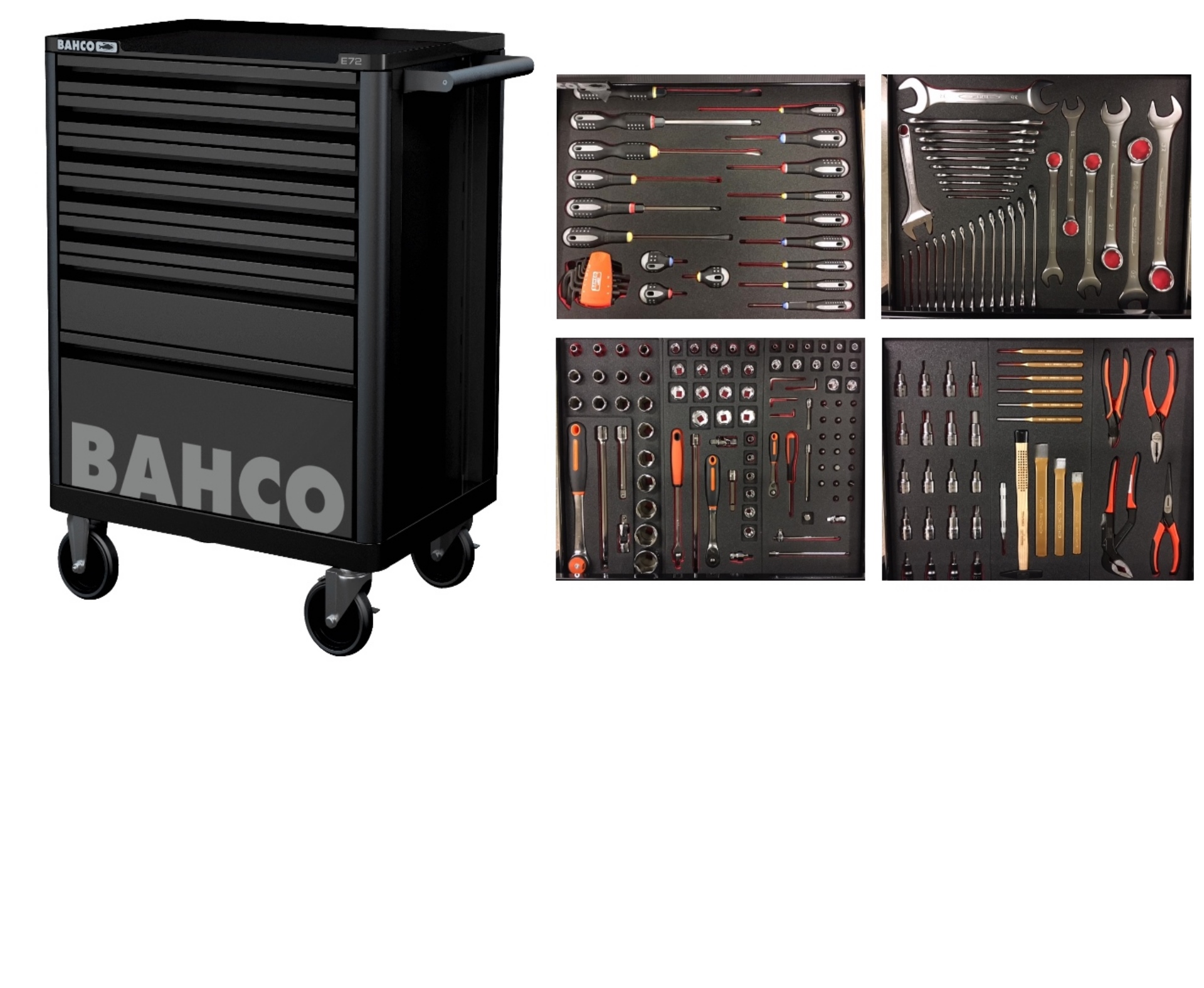 Bahco 1472K7BLACK-FULL4 Tool trolley black 190 pieces