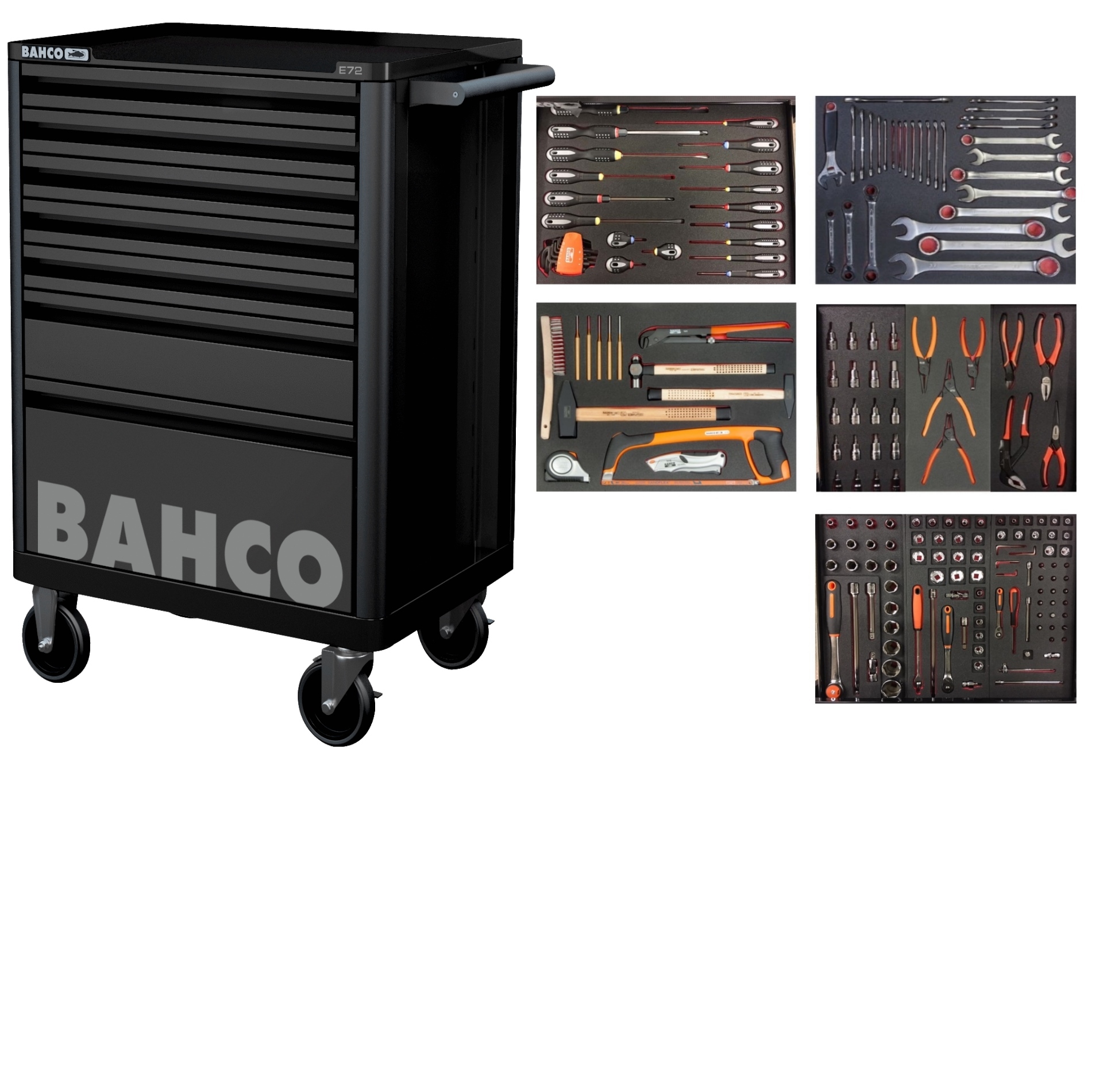 Bahco 1472K7BLACK-FULL5 Tool trolley black 193 pieces