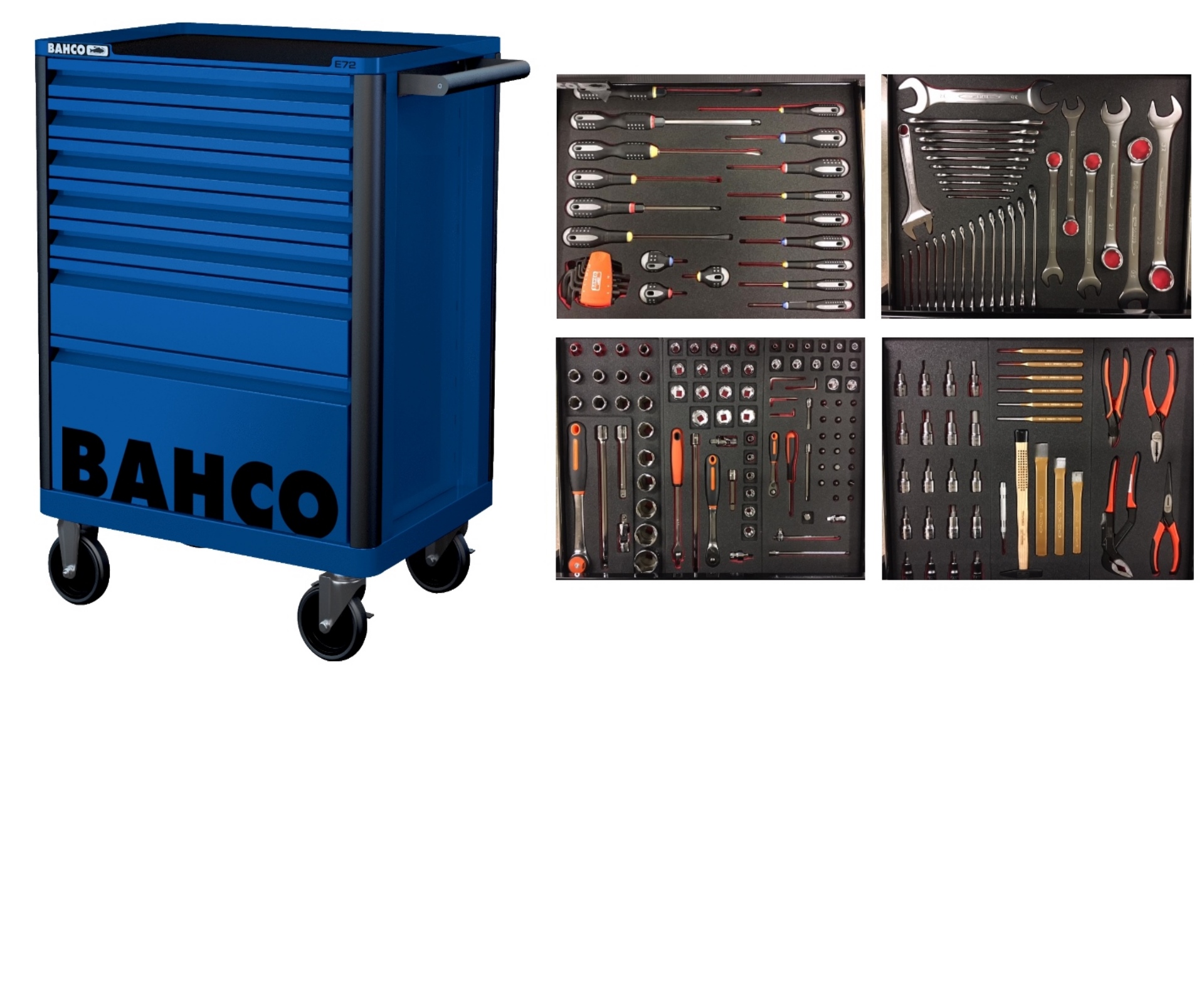 Bahco 1472K7BLUE-FULL4 Tool trolley blue 190 pieces