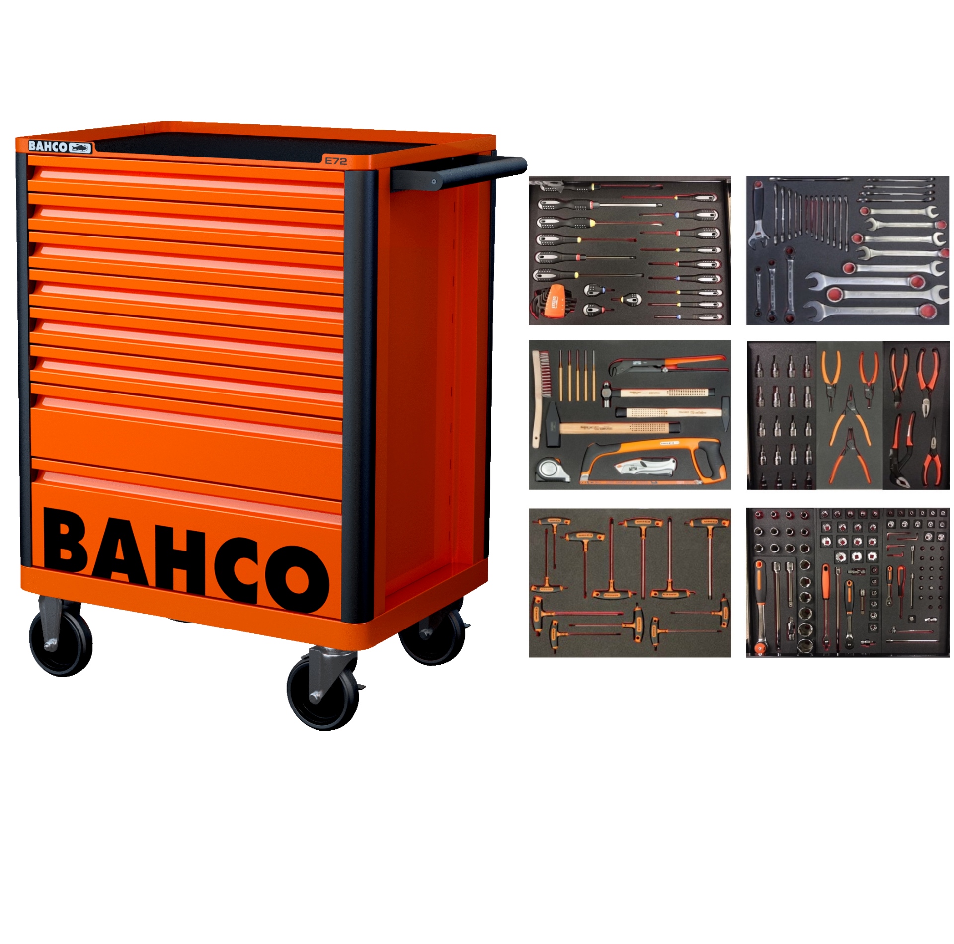 Bahco 1472K8-FULL6 Orange 205-piece tool trolley