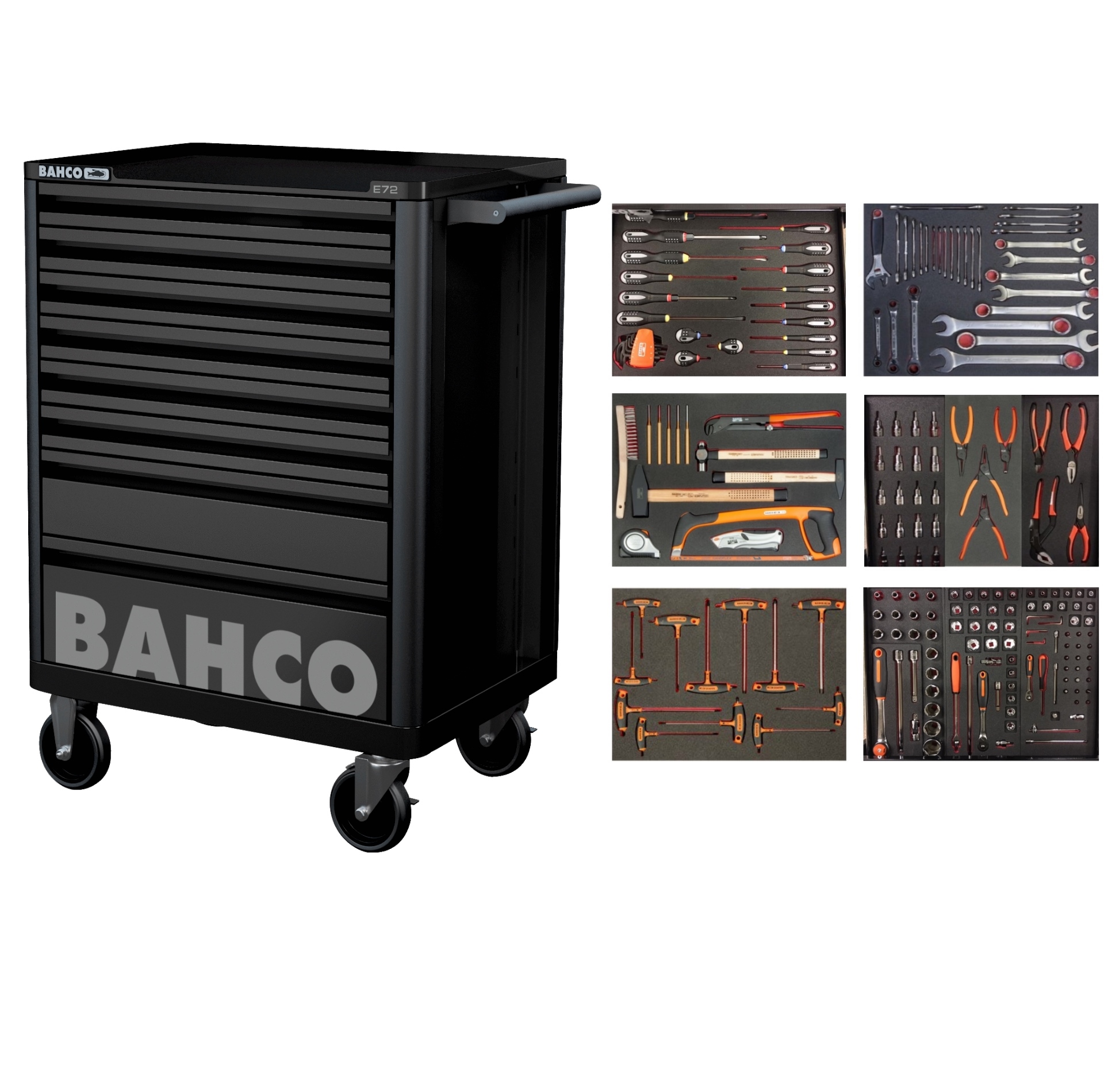 Bahco 1472K8BLACK-FULL6 Tool trolley black 205 pieces