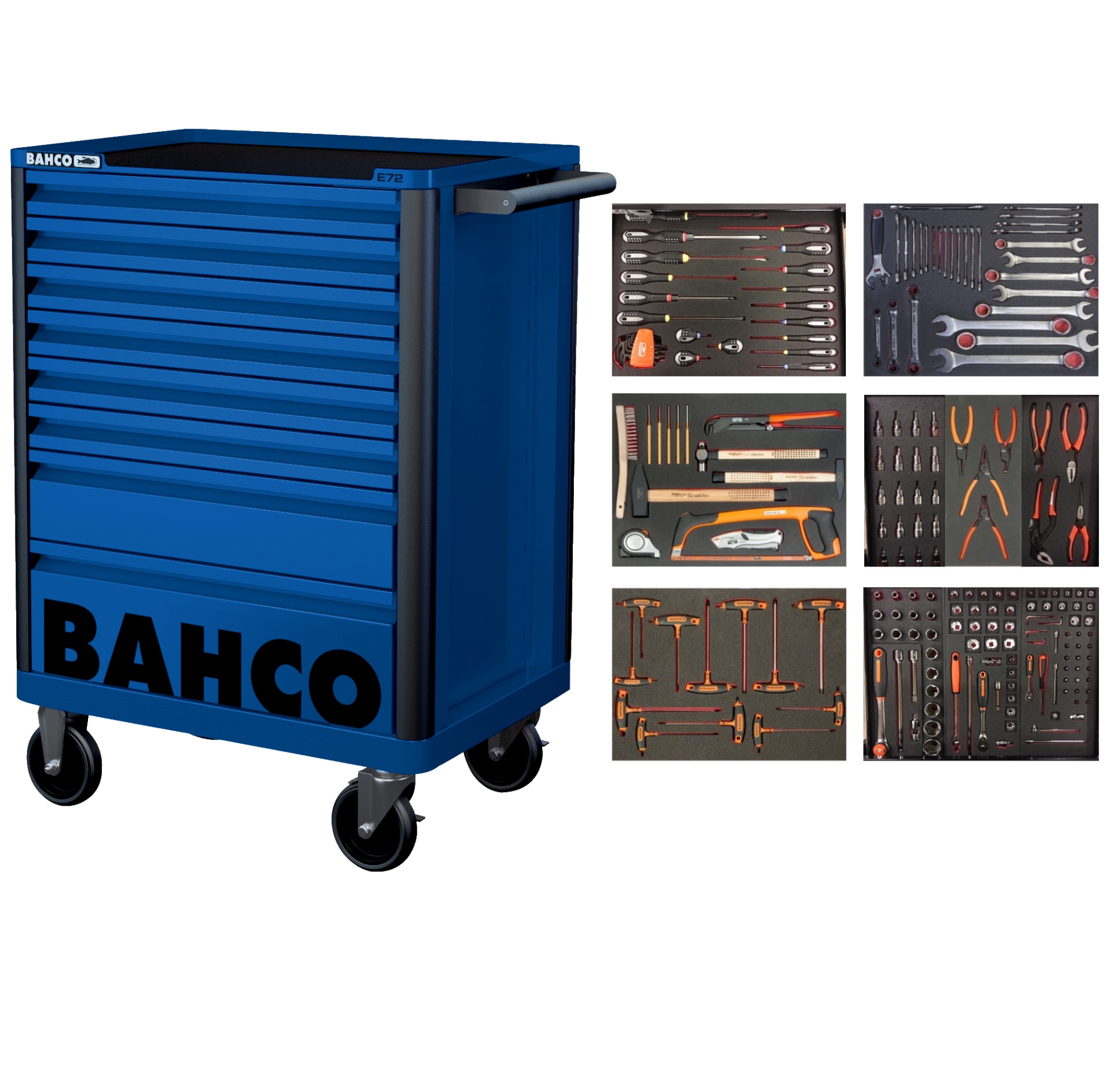 Bahco 1472K8BLUE-FULL6 Tool trolley blue 205 pieces