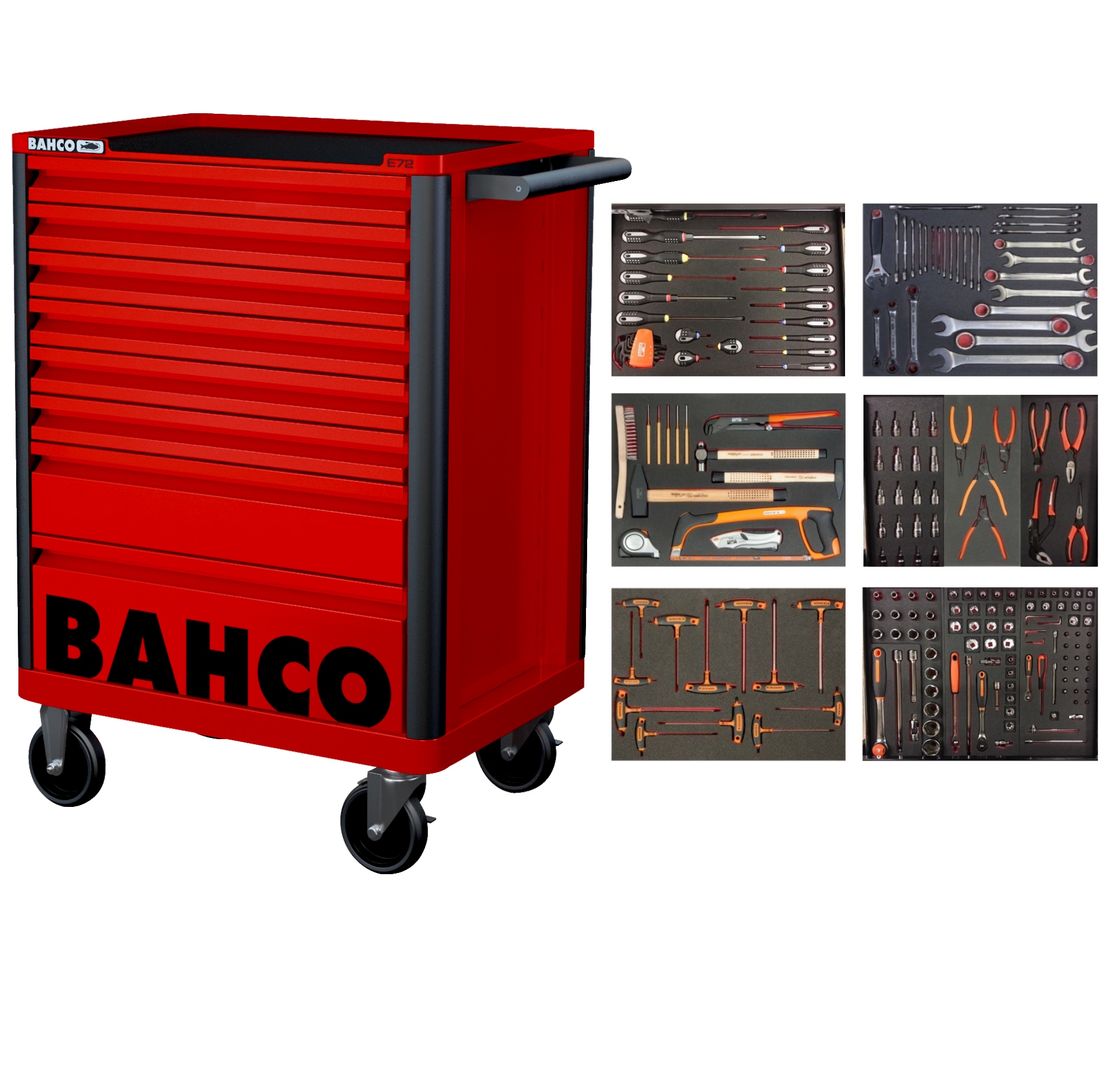 Bahco 1472K8RED-FULL6 Tool trolley red 205 pieces