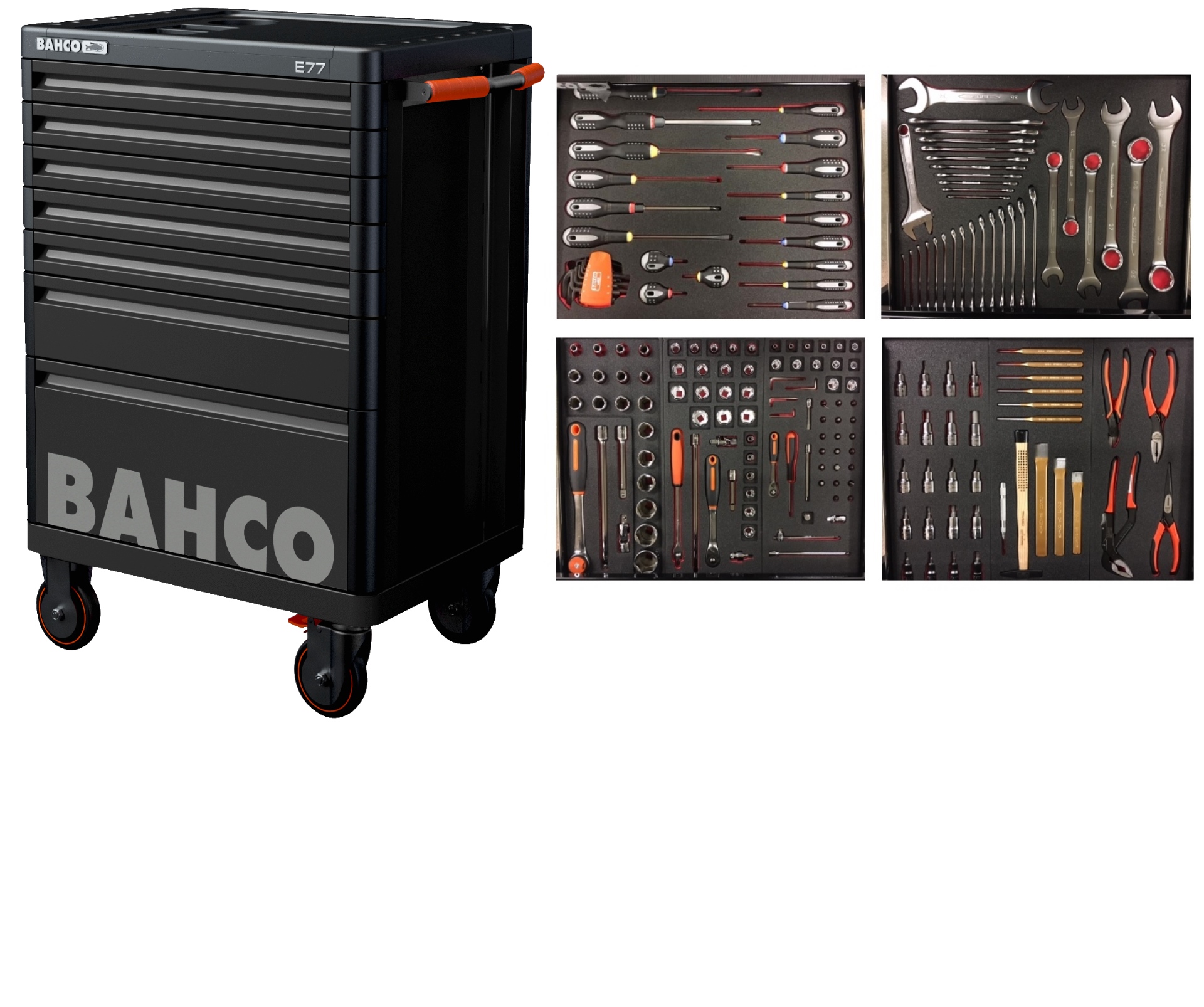 Bahco 1477K7BLACK-FULL4 Tool trolley black 190 pieces