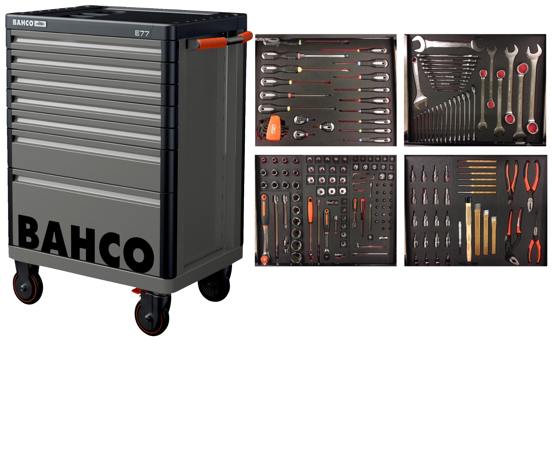 Bahco 1477K7GREY-FULL4 Tool trolley grey 190 pieces