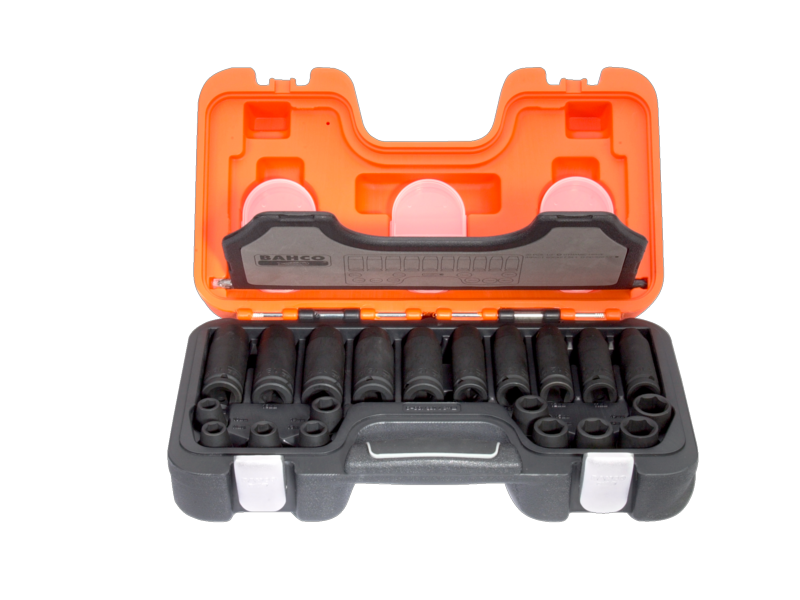 Bahco D-DD/S20 Impact wrench set 1/2" Metric short and long model, 20-piece