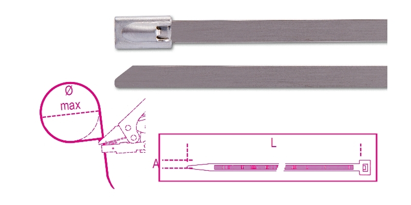 Beta BMS8479 Self-locking stainless steel cable tie 7.9 A mm