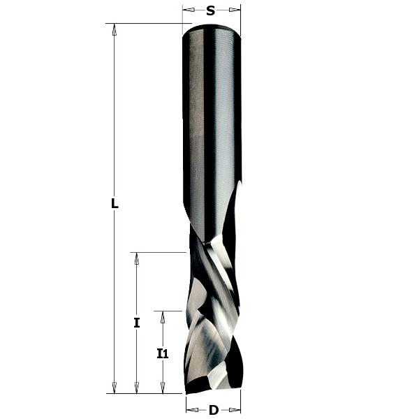 CMT 190.160.11 HWM helical cutter 16 mm Z2 2 shank 16 mm with spiral alternatively positive / negative