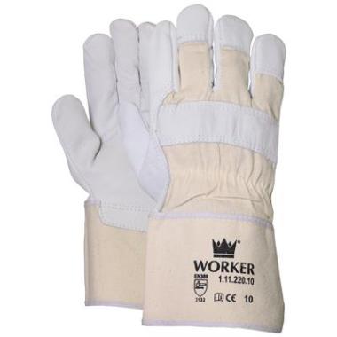 Worker 1.11.220.10 Nerf leather glove with 10 cm canvas écru cap