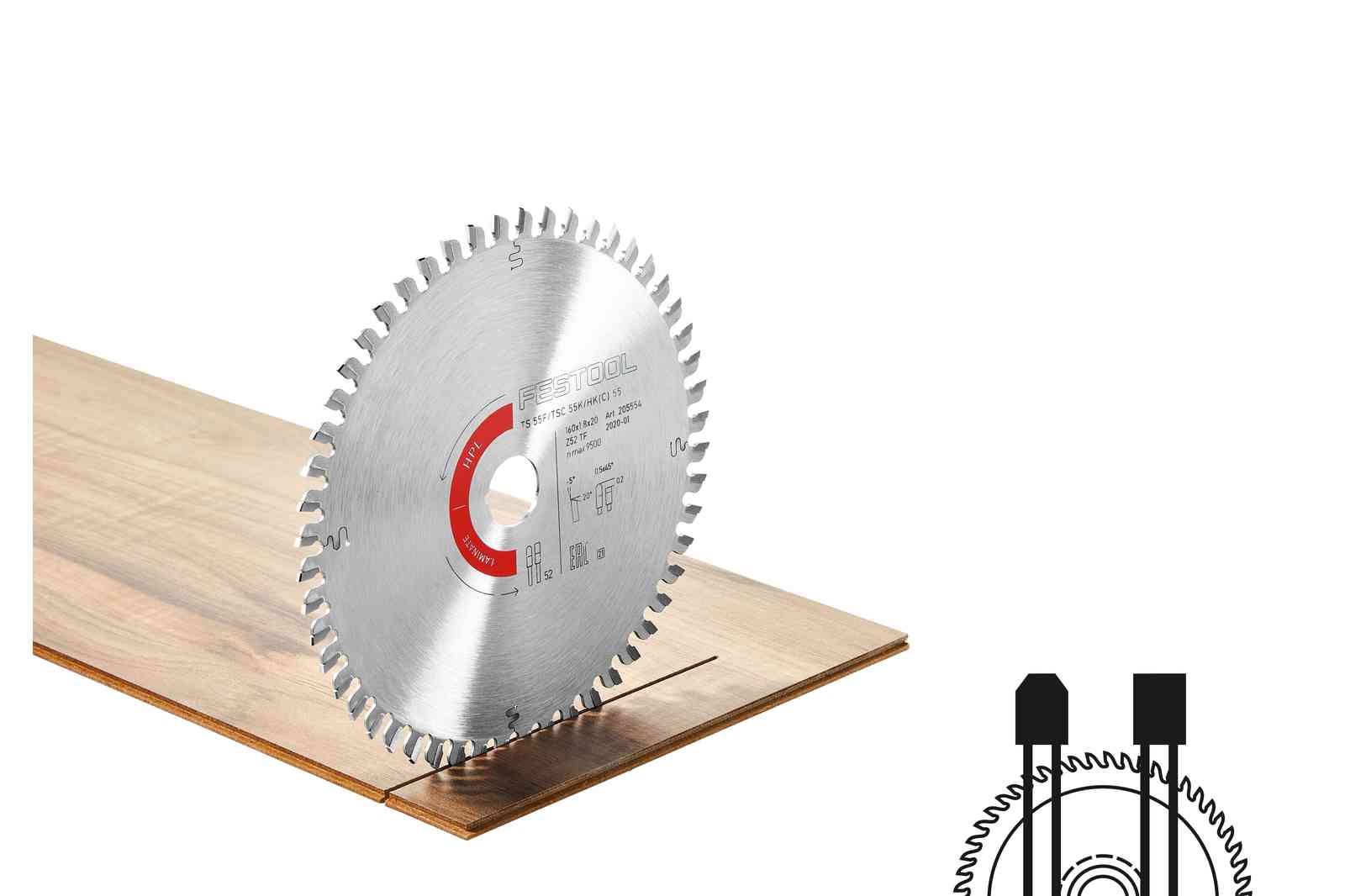 Festool Accessories 205554 Circular saw blade LAMINATE/HPL HW 160x1.8x20 TF52