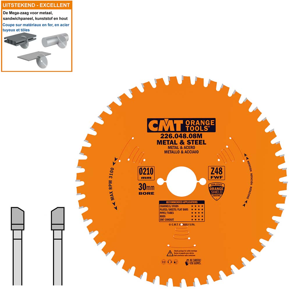 CMT 226.048.08M Saw blade for metal and hard materials 210 x 30 x 48T