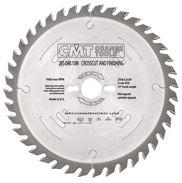 CMT 285.048.10M Saw blade with left/right teeth 250 x 30 x 48T