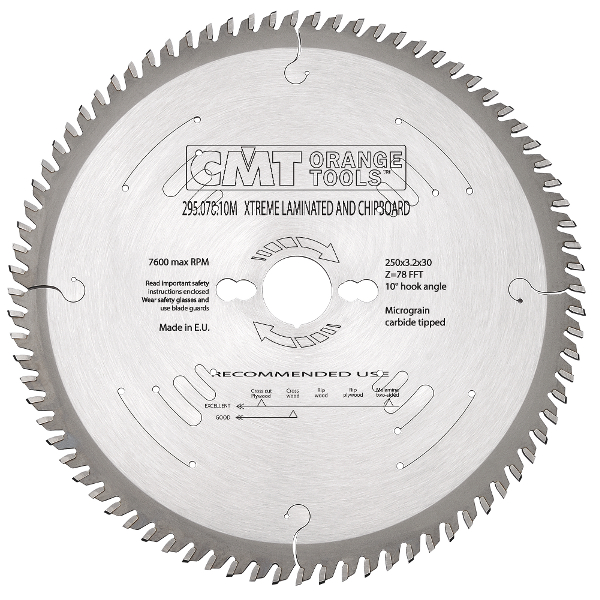 CMT 295.078.10M Special saw blade Melamine/Formica 250 x 30 x 78T