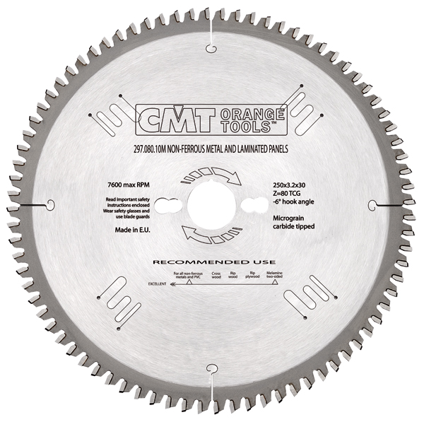 CMT 297.064.09M Negative hook blade for Non-Ferrous/Trespa/Alu 216 x 30 x 64T