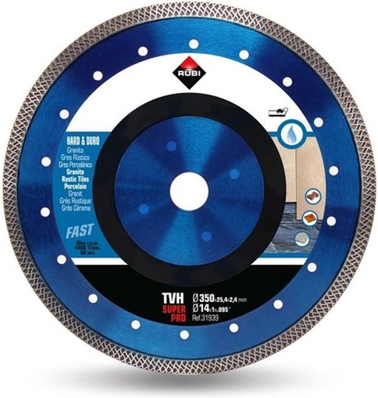 Rubi 31939 TVH-350 SuperPro 350 mm x 25.4 mm Diamond Saw Turbo Hard