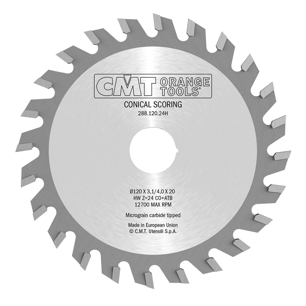 CMT 288.120.24H Conical front zipper saw blade 120 x 20 x 24T