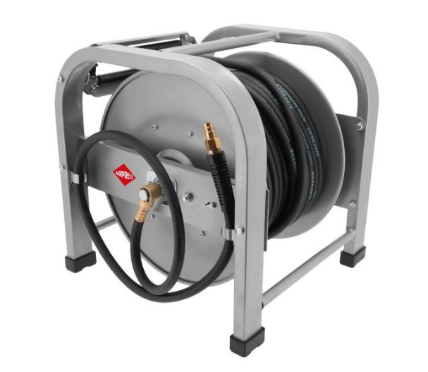Airpress 46510 Air hose reel 20 bar 30 m 1/4" 16 x 10 mm self-rolling floor model rubber