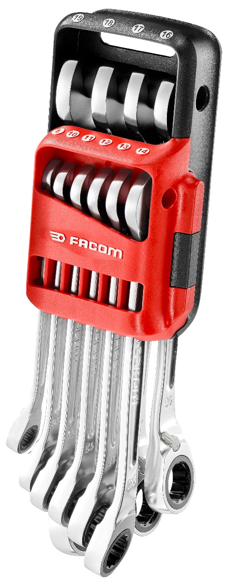 Facom 467B.JP10PB Ring spanner set in holder metric 10-piece