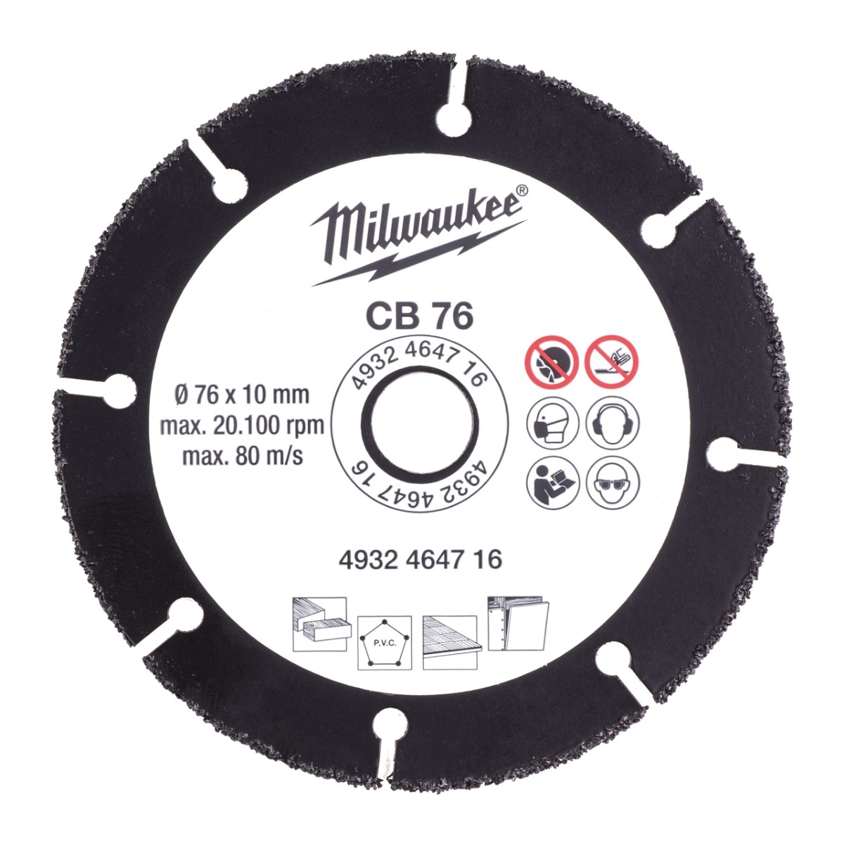 Milwaukee Accessories 4932464716 Tungsten carbide Cut-off wheel 76 x 10 mm for cutting wood, plastic and plasterboard