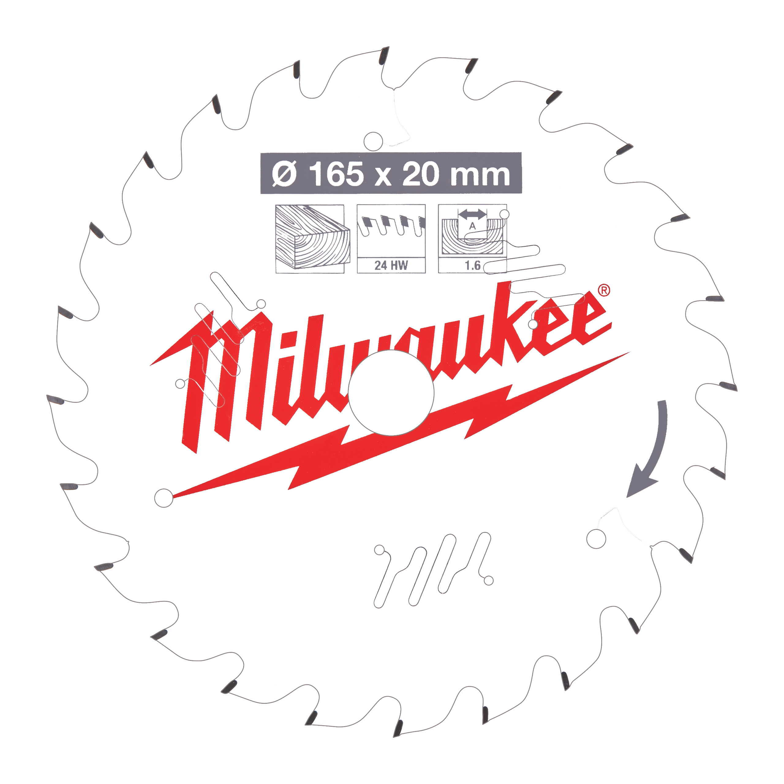 Milwaukee Accessories 4932471931 Circular saw blade P W 165x20x1.6x24ATB