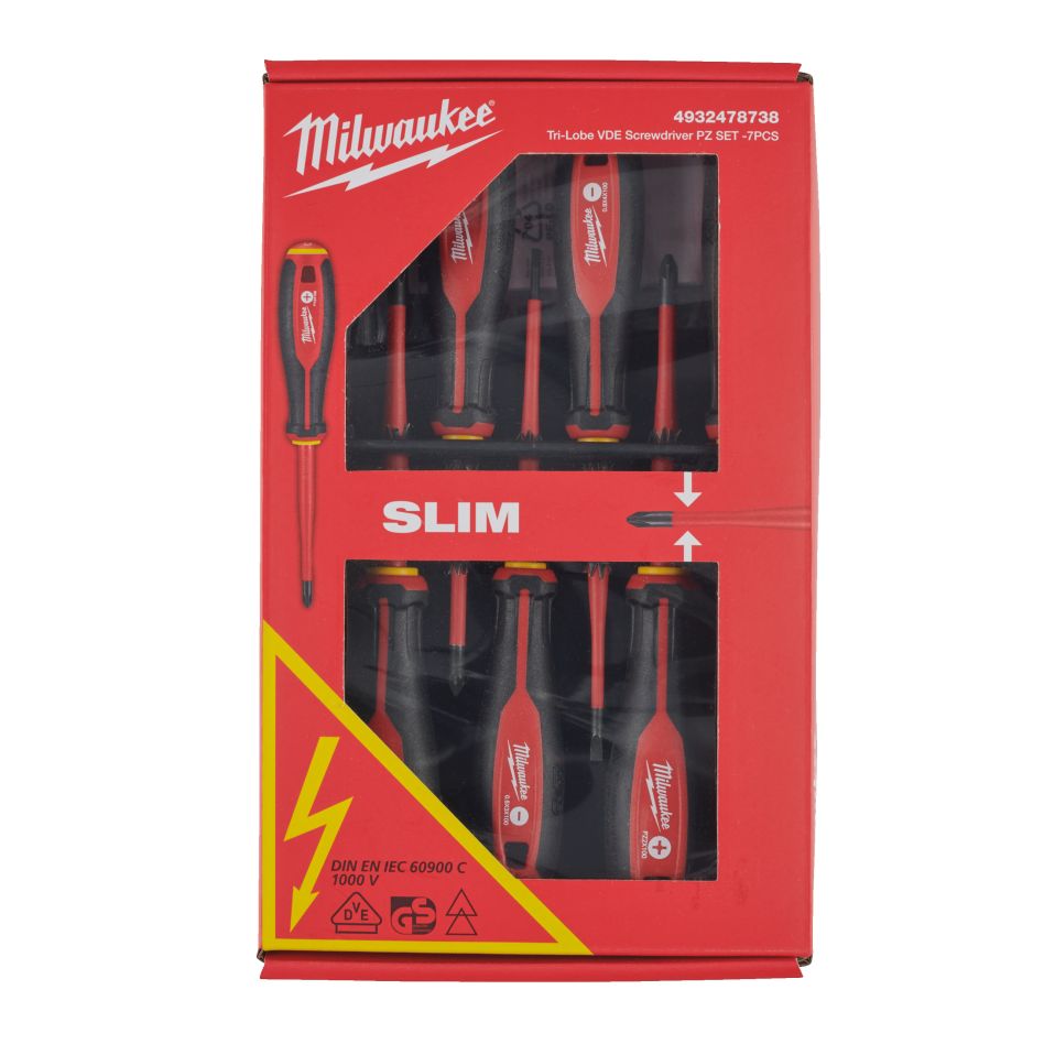 Milwaukee Accessories 4932478738 Tri-Lobe VDE Screwdriver PZ SET -7pcs.