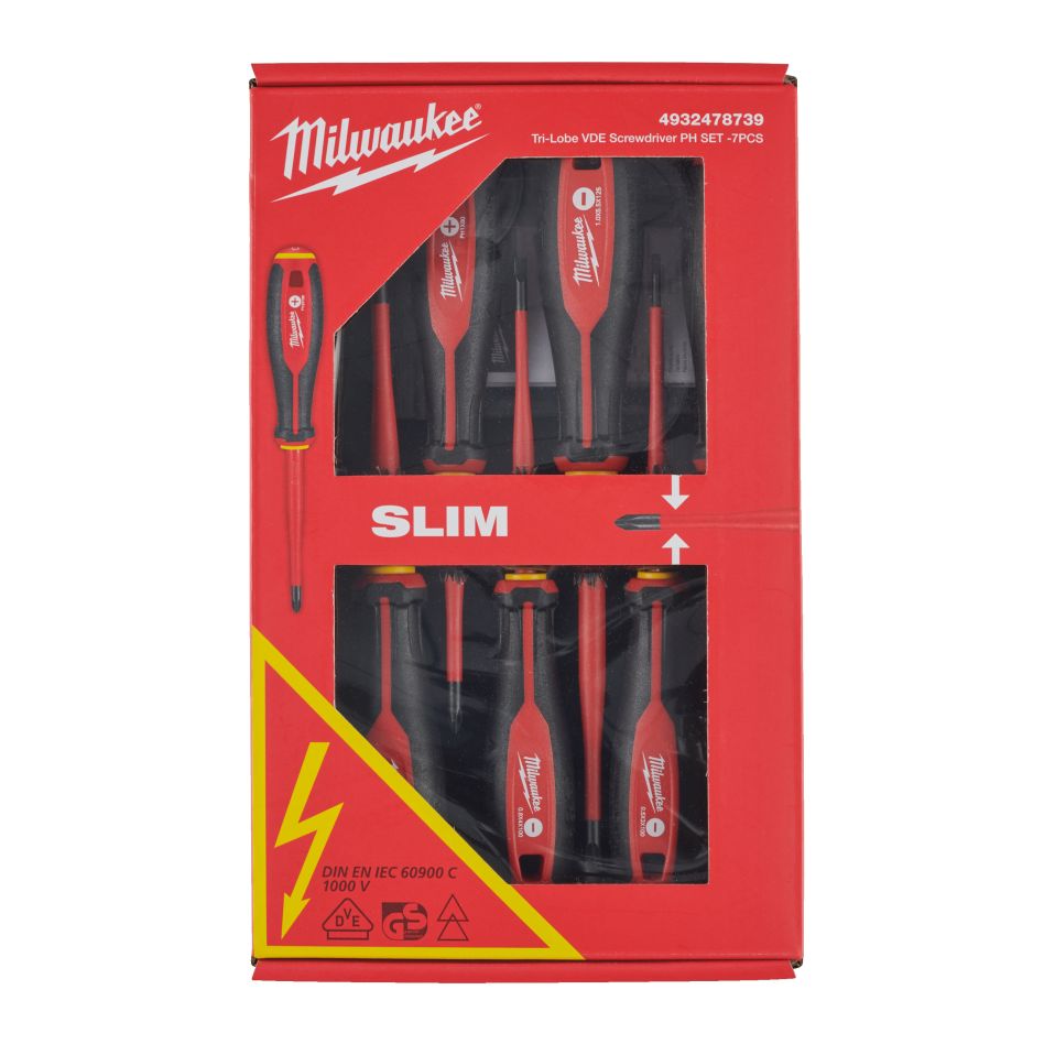 Milwaukee Accessories 4932478739 Tri-Lobe VDE Screwdriver PH SET -7 pieces