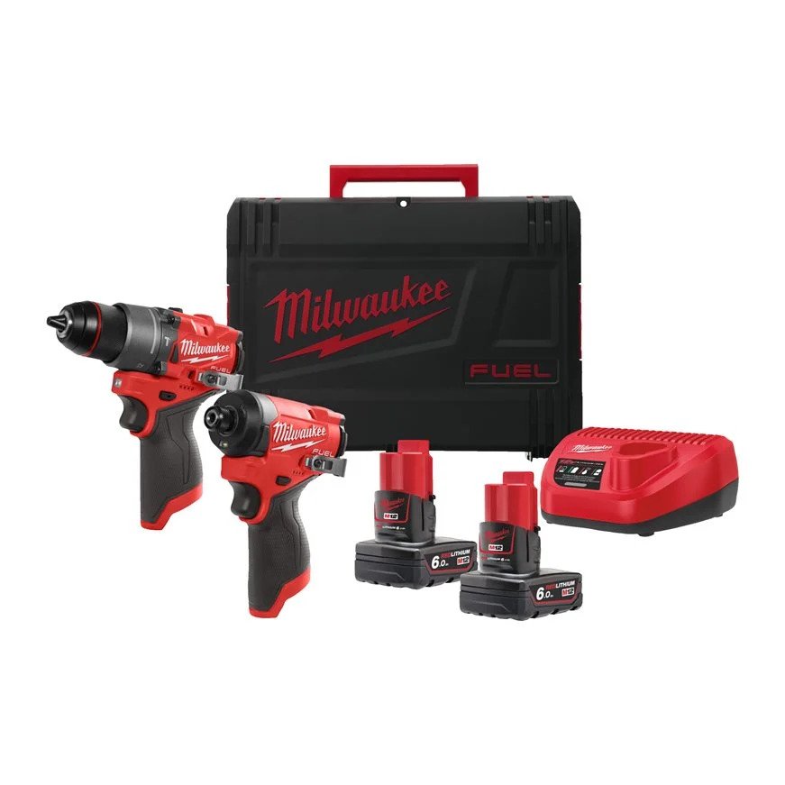 Milwaukee 4933480588 M12 FPP2A2-602X Powerpack M12 FPD2 Impact Drill + M12 FID2 Impact Screwdriver 12V 6.0Ah in HD Box