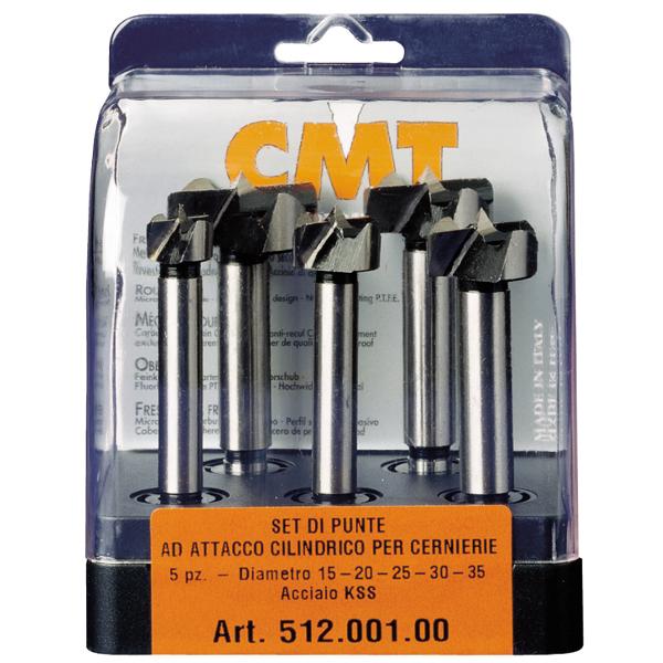 CMT 512.001.00 Set of 5 SP cylindrical hinge drills, right