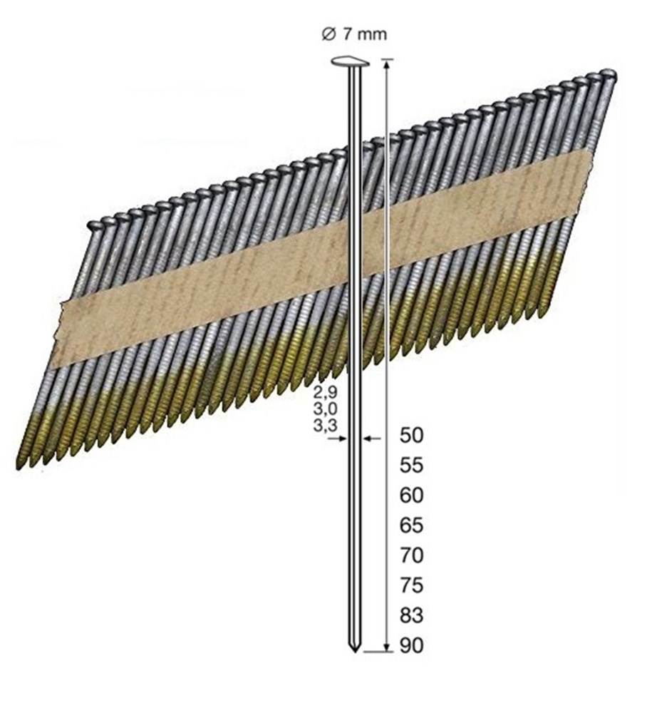 Dutack 5150021 Strip nails 2.8x60mm 34° galv. smooth 5000 pcs