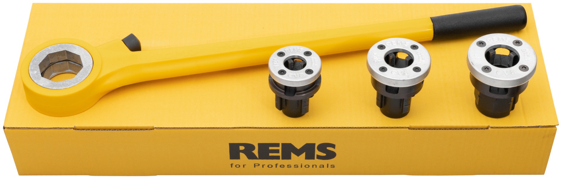 Rems 520004 Eva Set R 1/2 - 3/4 - 1" Hand-held thread cutting iron with quick-change Die Heads