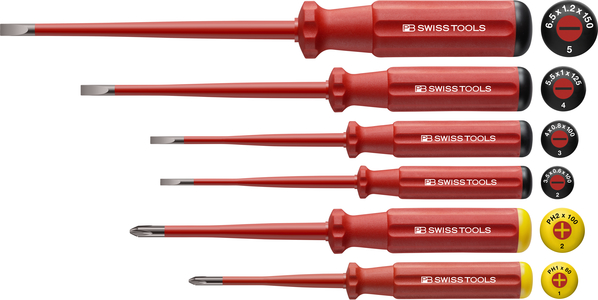 PB Swiss Tools PB5542.SL CBB 5542.SL CBB Classic VDE Slim Screwdriver Set Philips/Slotted