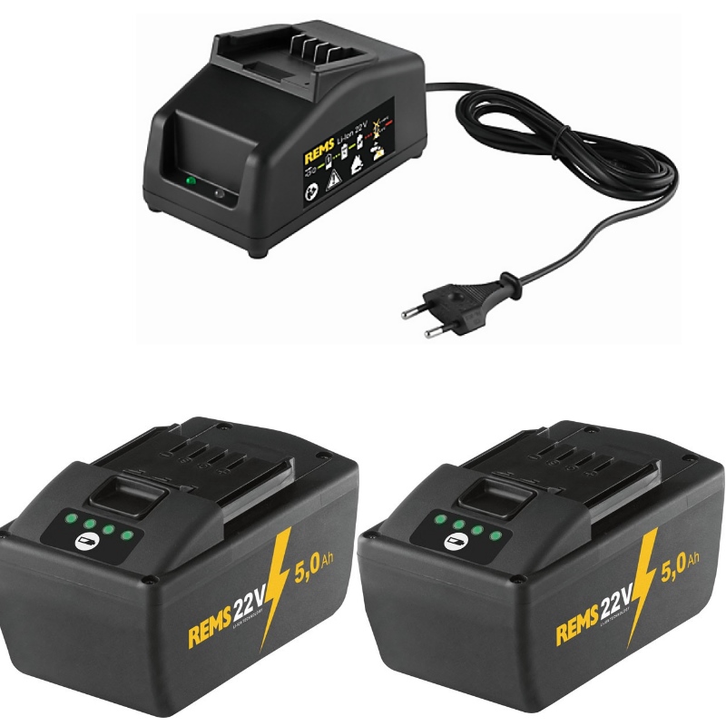 Rems 571591 R220 571591 Power-Pack 22V 5.0Ah Li-Ion 2 x battery + charger