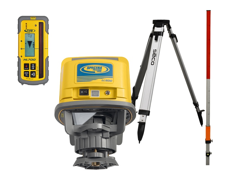 Spectra Physics 601420 LL500 construction laser (rechargeable) + receiver HL700 + tripod + folding ruler