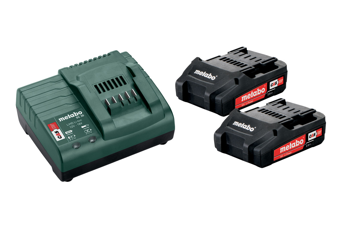 Metabo Accessories 685161000 Battery pack 2 x 18V 2.0Ah Li-Ion + 1 x Charger SC 30