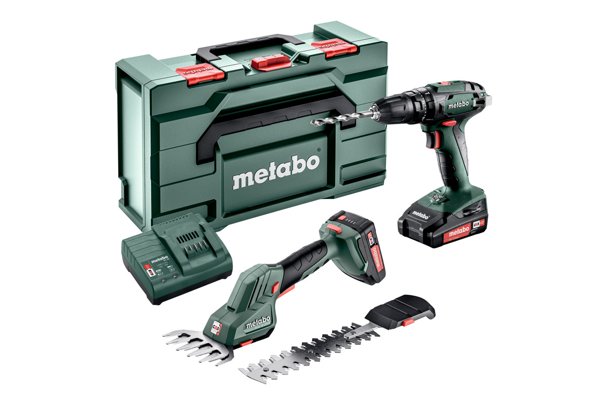 Metabo 685185000 Comboset 2.2.4 18V 2.0Ah Li-Ion - SB18 Cordless Drill + SGS 18 LTX Q Shrub and Grass Shears