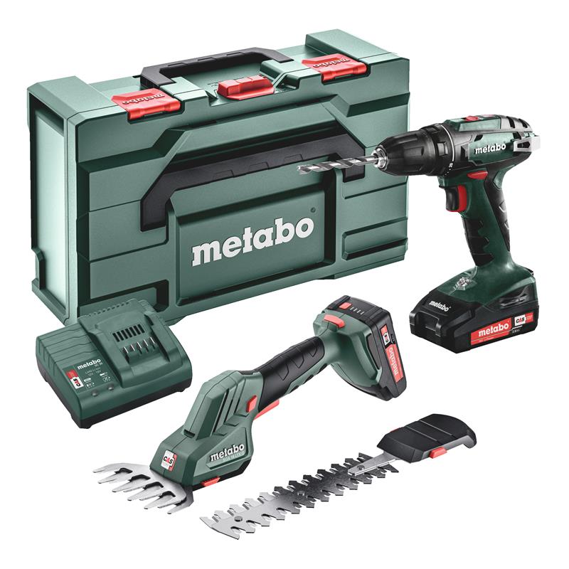 Metabo 685186000 Comboset 2.2.5 18V 2.0Ah Li-Ion - BS18 Cordless Drill + SGS 18 LTX Q Shrub and Grass Shears