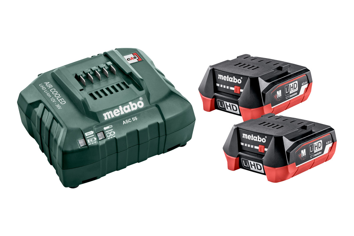 Metabo Accessories 685301000 Basic set - 2 x Batteries 12V 4,0Ah Li-Ion Li-Power + charger ASC55