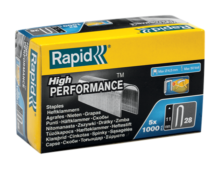 Rapid 11891933 No. 28 cable Staples 11 mm  5 x 1,000 pcs.