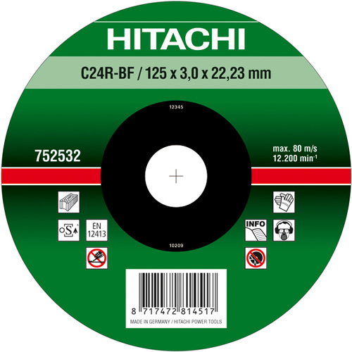 Hitachi Accessories 752531 C24R Cut-off wheel for stone 115 x 3 x 22,23 mm per 25 pieces