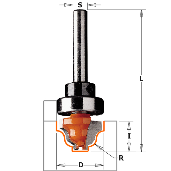 CMT 965.802.11B Classic profile cutter with guide bearing on shank D shank 12 mm