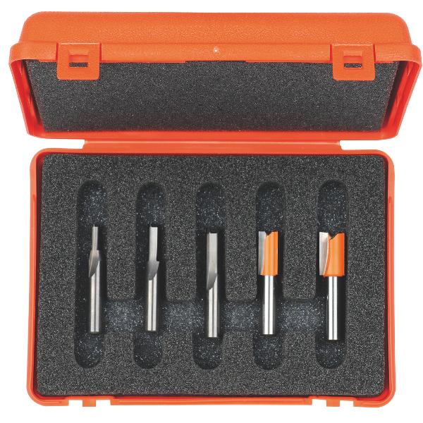 CMT 700.005.01 Set of 5 cutter in pvc case shank 6 mm HM