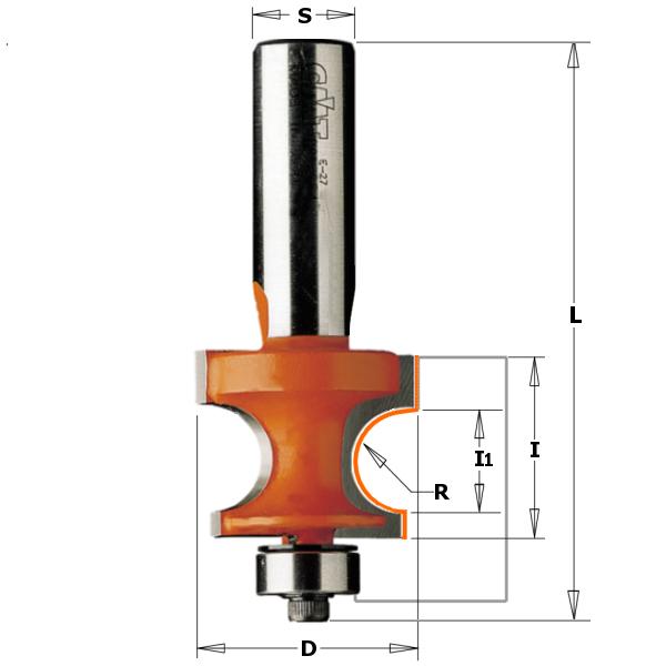 CMT 961.032.11 Bead profile cutter with guide bearing R=3.2 shank 8mm