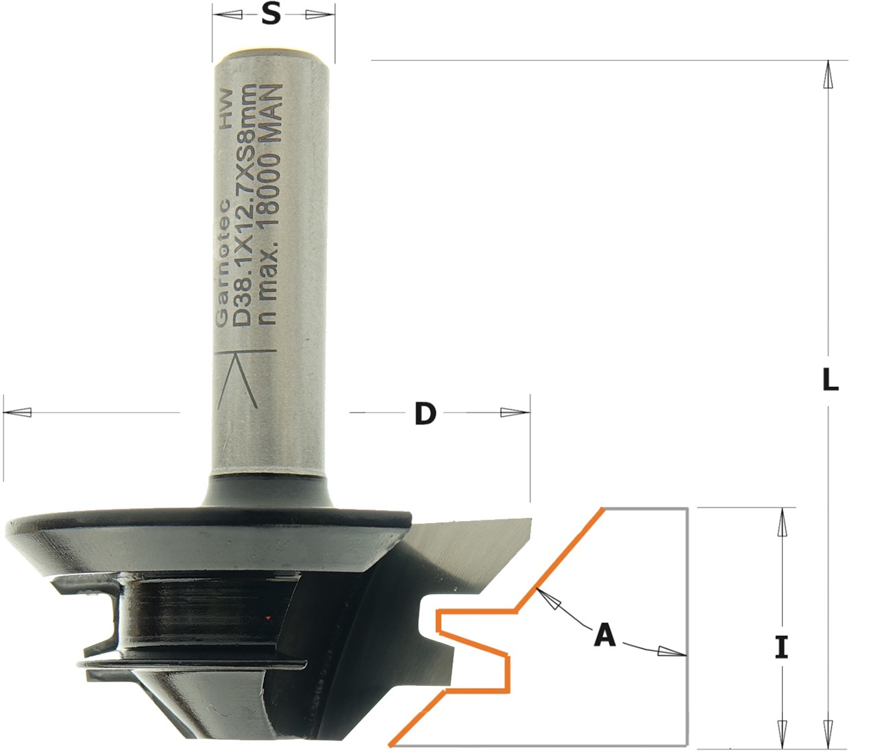 GRN Tools 955.104.11 Mitre router 45° with right angle shank 8 mm