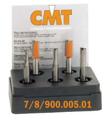 CMT 900.005.01 Set of 5 cutter in pvc case 8 mm shank HM