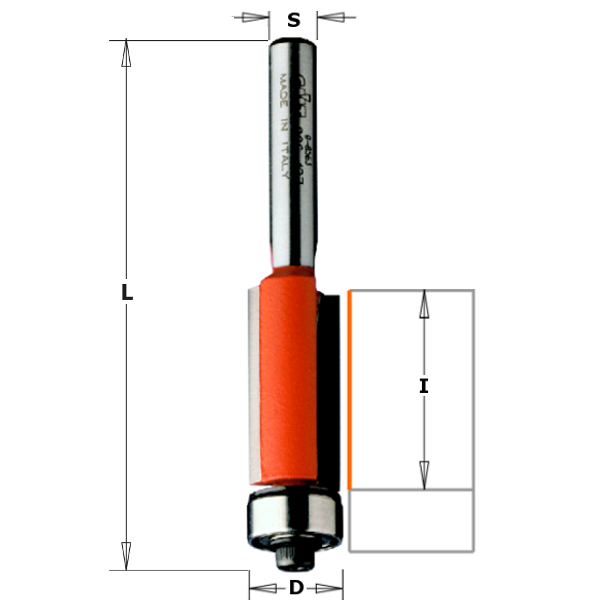 CMT 906.128.61 Diamond outlet cutter with end guide 12,7 x 11 mm shank 8 mm